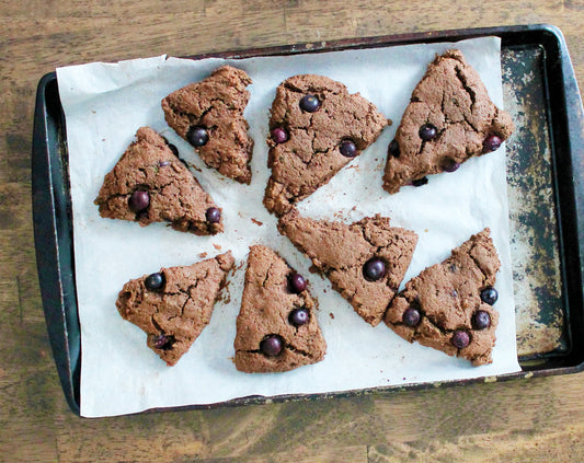 Decadent Chocolate Zucchini Scones with Blueberries