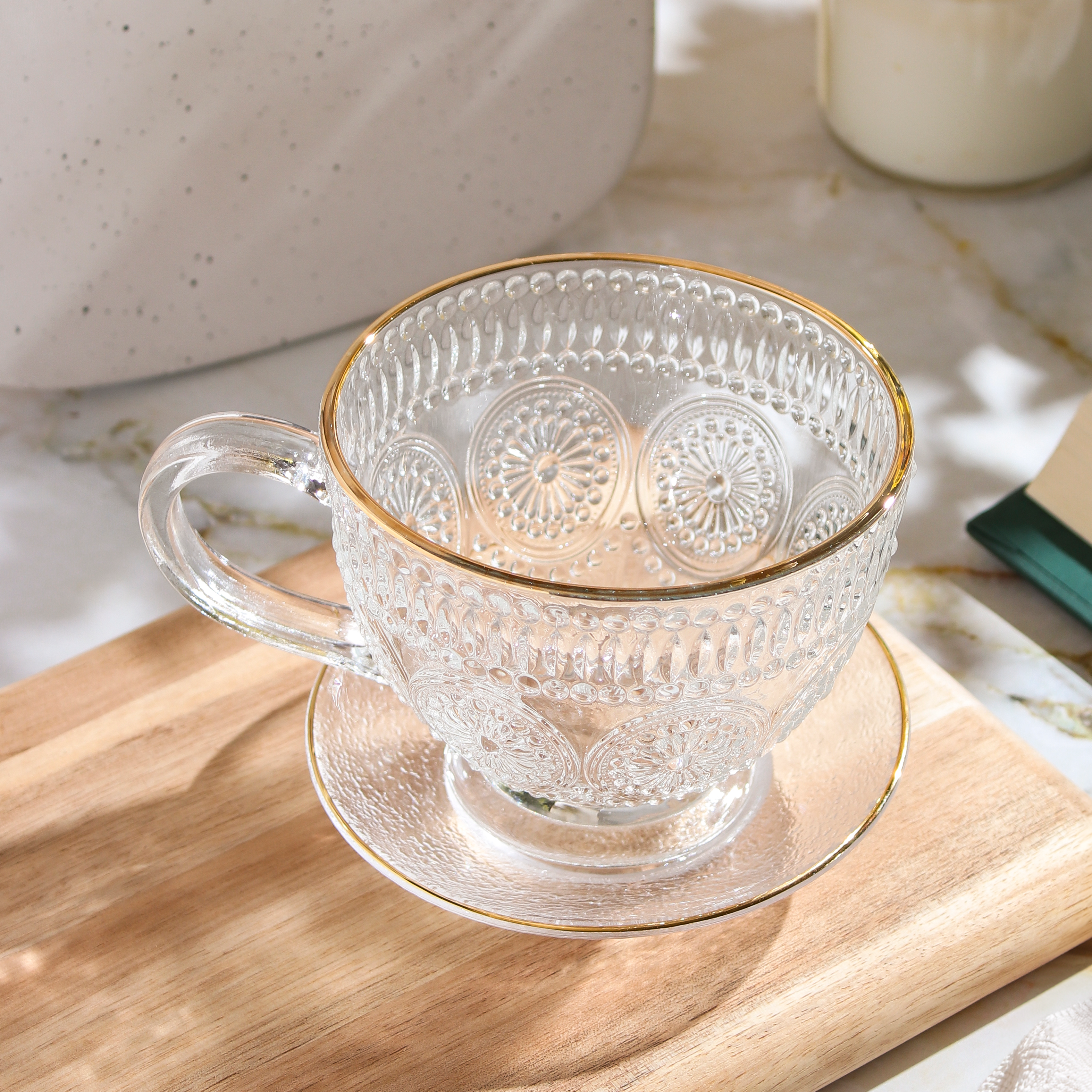 Café Society Glass Teacup & Saucer