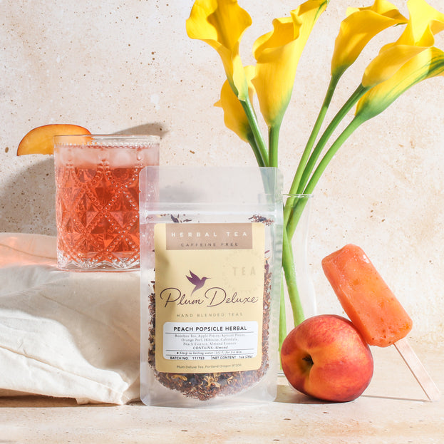 Peach Bellini Tea | Peach Herbal Tea | Peach Apricot Tea | Plum Deluxe